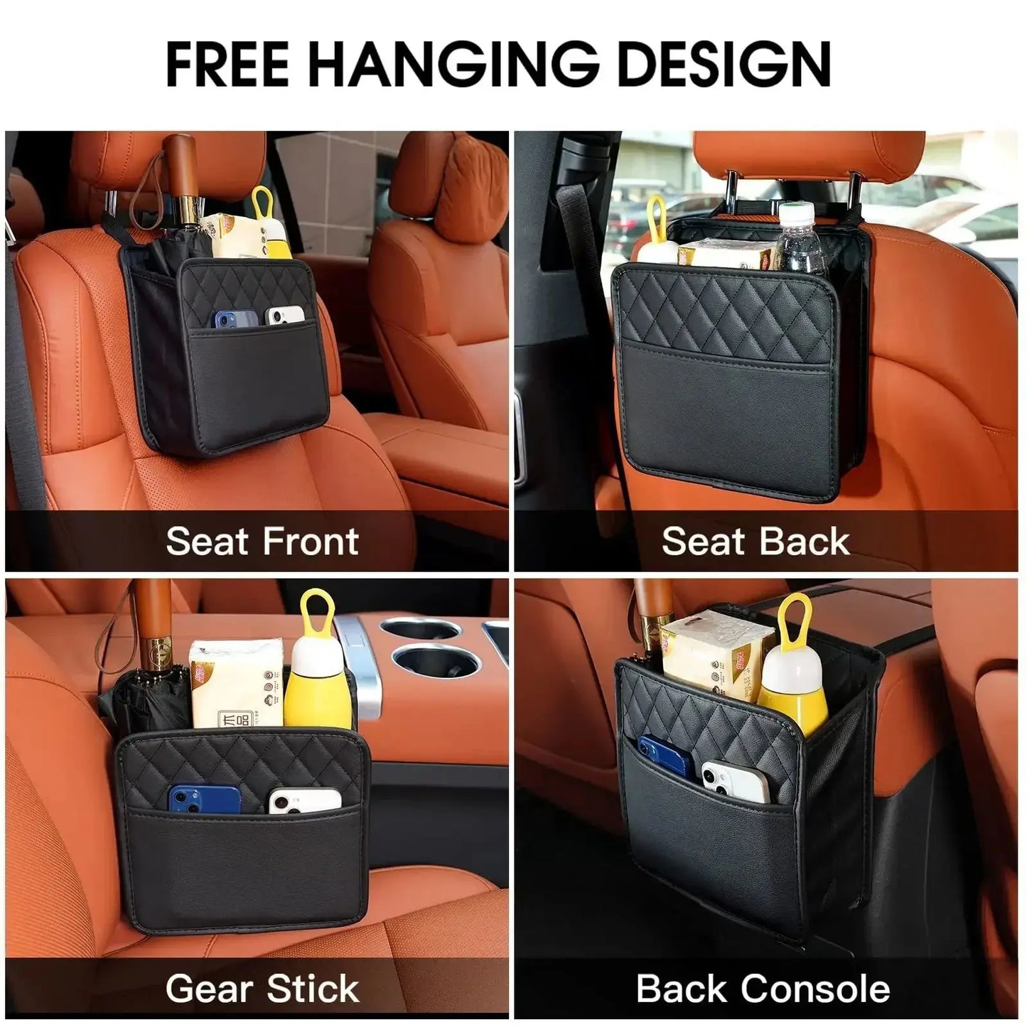 Car Seat Back Organizer – Foldable Storage with Hanging Pockets