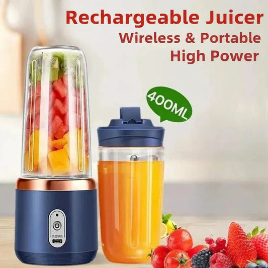 Portable USB Mini Blender Cup – 400ml Electric Travel Juicer for Smoothies & Shakes | 6 Blades