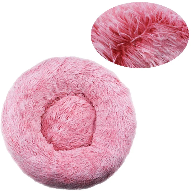 Anxiety Relief Pet Bed – Calming Round Plush Bed for Dogs & Cats (6 Sizes, 12 Colors)