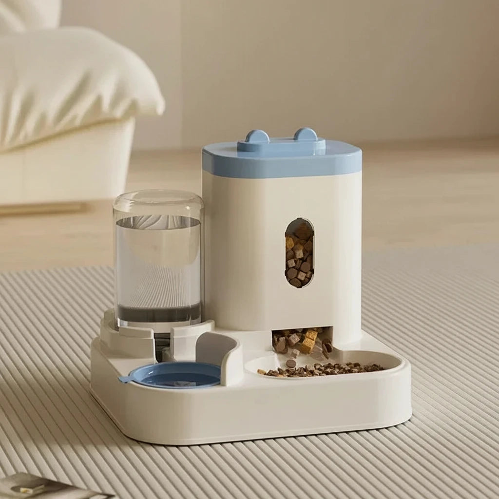 2-in-1 Gravity Pet Feeder & Water Fountain — No Batteries, Large Capacity