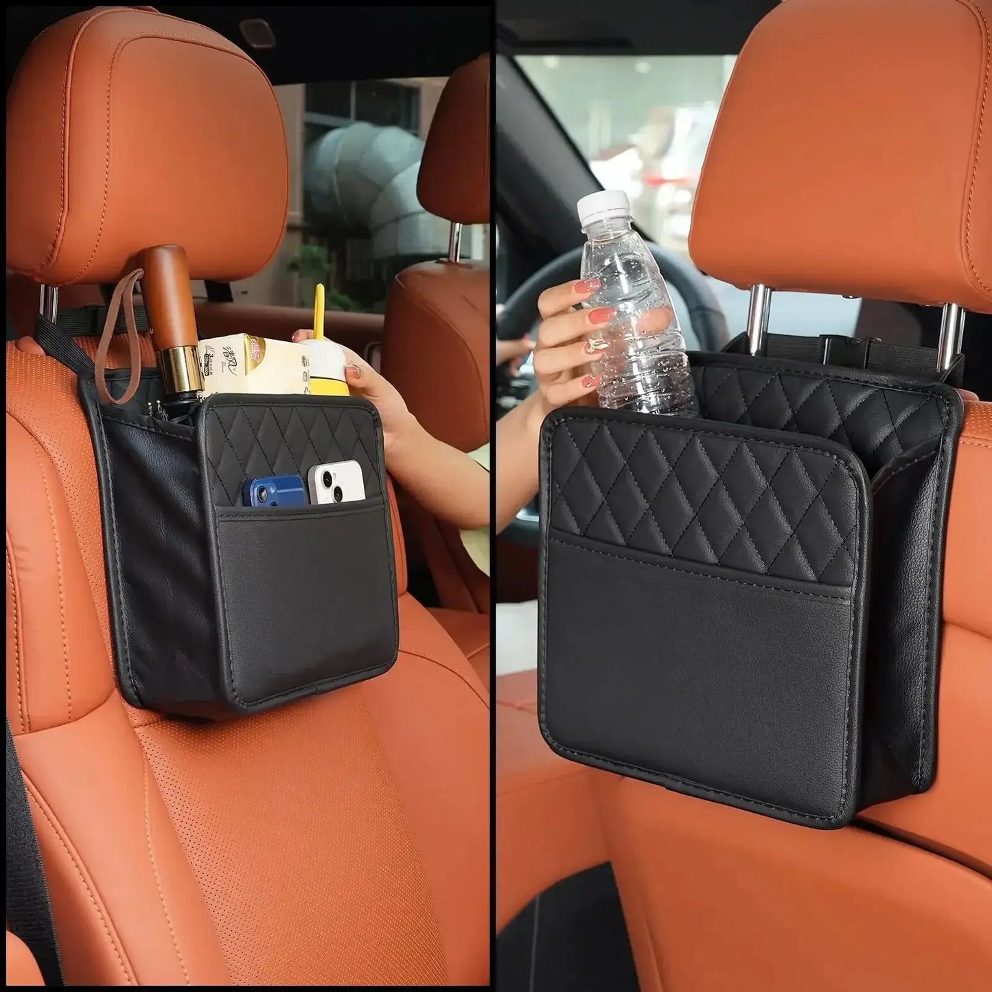 Car Seat Back Organizer – Foldable Storage with Hanging Pockets