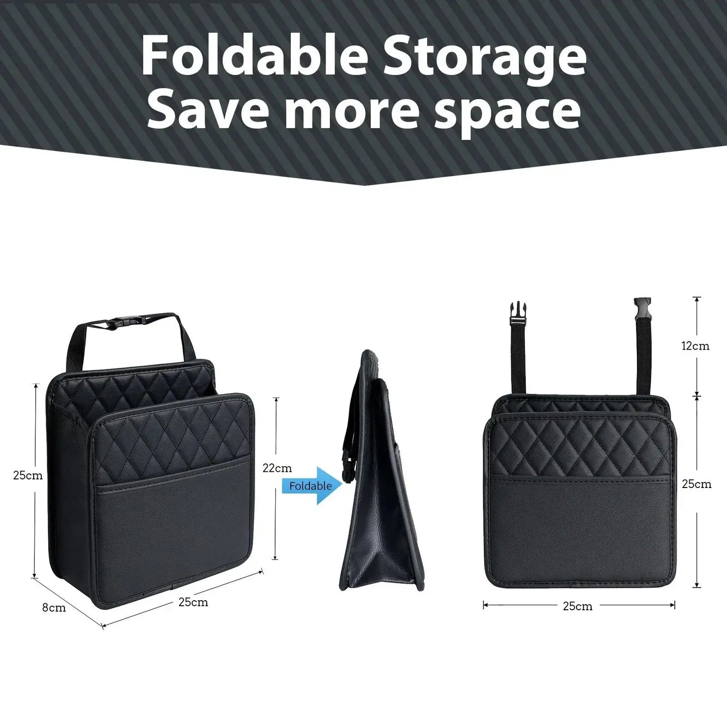 Car Seat Back Organizer – Foldable Storage with Hanging Pockets