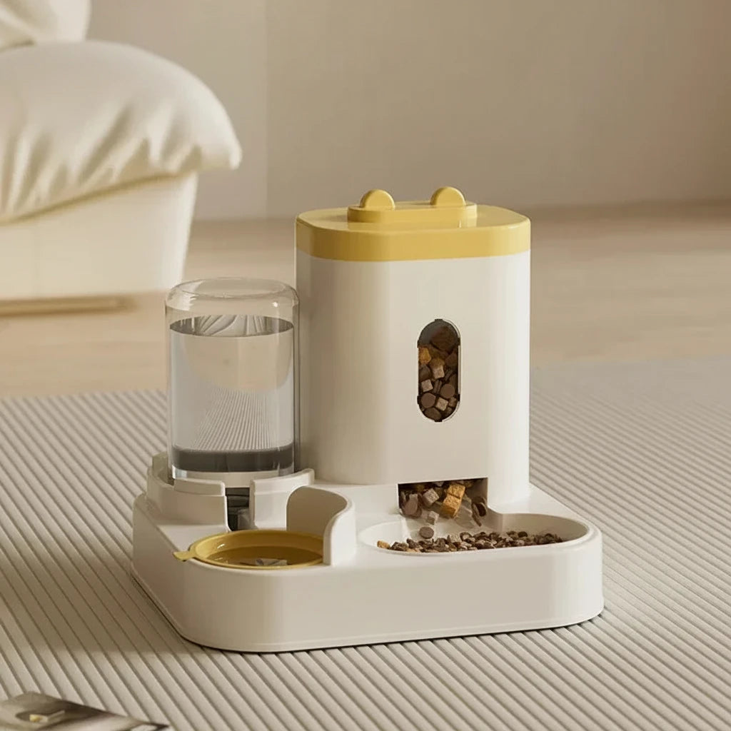 2-in-1 Gravity Pet Feeder & Water Fountain — No Batteries, Large Capacity