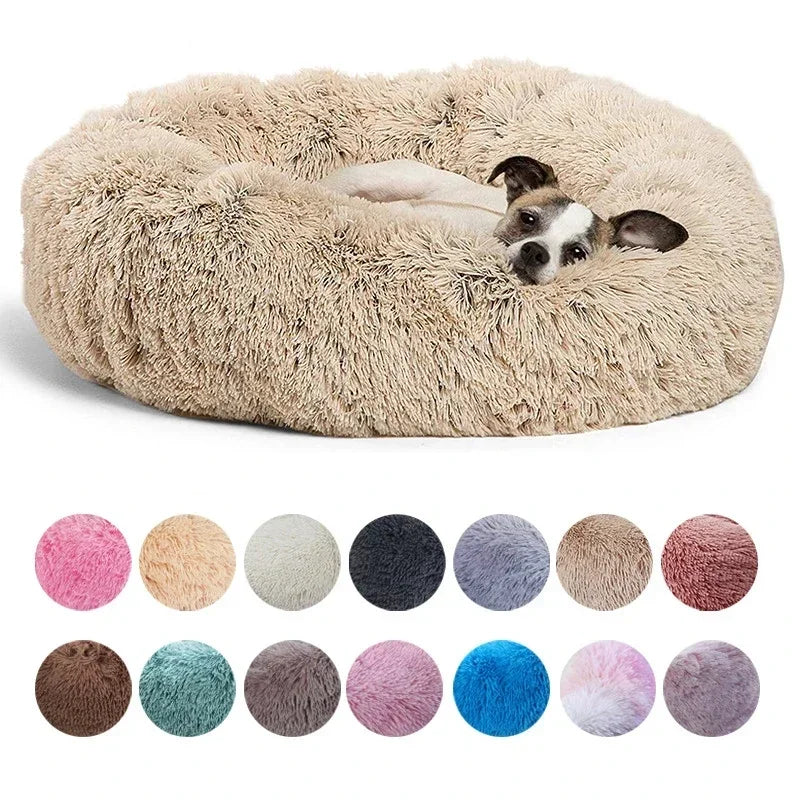 Anxiety Relief Pet Bed – Calming Round Plush Bed for Dogs & Cats (6 Sizes, 12 Colors)