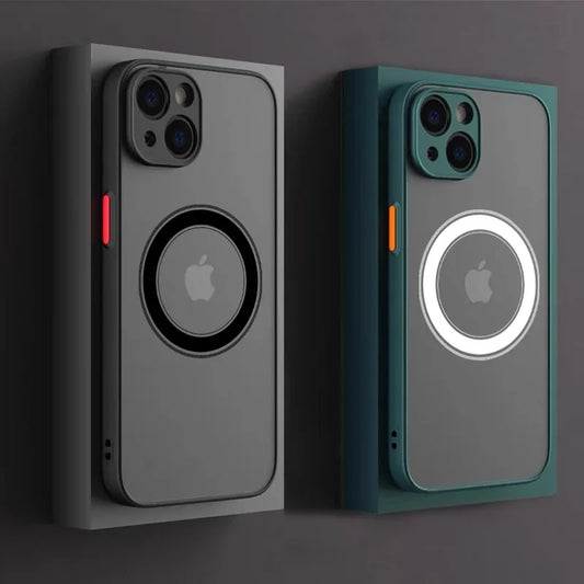 Luxury Armor Matte MagSafe iPhone Case – Shockproof & Wireless Charging Compatible