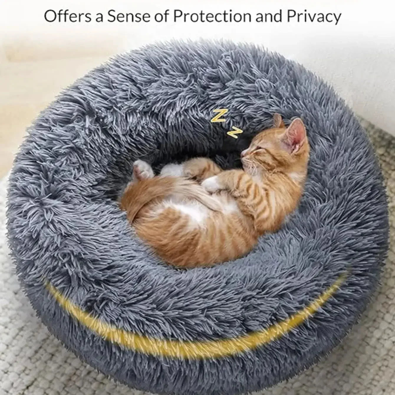 Anxiety Relief Pet Bed – Calming Round Plush Bed for Dogs & Cats (6 Sizes, 12 Colors)